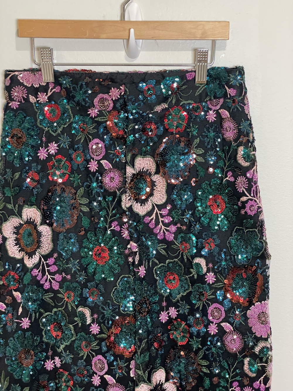 Ivy City Sequin Wide Leg Moody Floral Pants Embroidered Show Stopper - Picture 4 of 9